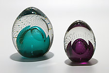 Bubble Paperweights with Facet by Michael Trimpol and Monique LaJeunesse (Art Glass Paperweight)