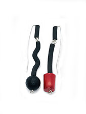 Red Coral & Black Onyx Earrings by Dagmara Costello (Rubber & Stone Earrings)