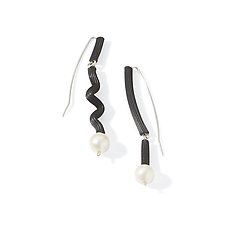Pearl Earrings With a Twist by Dagmara Costello (Rubber & Pearl Earrings)