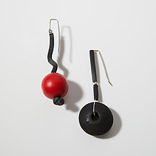 Red Dot Earrings by Dagmara Costello (Rubber & Wood Earrings)