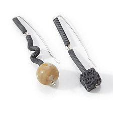 Agate & Lava Earrings by Dagmara Costello (Silver & Rubber Earrings)