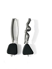 Misty Black Earrings by Dagmara Costello (Rubber & Glass Earrings)