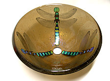 Dragonfly Vessel Sink on Bronze Glass by Mark Ditzler (Art Glass Sink)