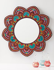 Sonora Mandala, Ruby by Angie Heinrich (Art Glass Mirror)