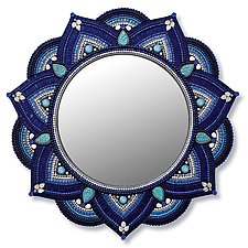 Starlight Mandala, Cobalt by Angie Heinrich (Art Glass Mirror)