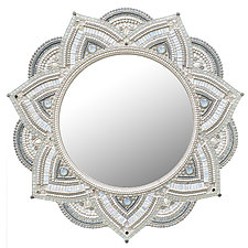 Starlight Mandala, Pearl by Angie Heinrich (Art Glass Mirror)
