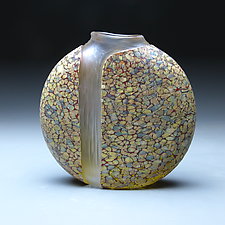 Sandy Cascade Vase with Clear Interior by Thomas Spake (Art Glass Vase)