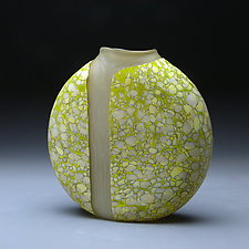 Golden Cascade with Gray Interior by Thomas Spake (Art Glass Vessel)