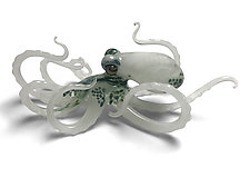 Small White Octopus by Jennifer Caldwell and Jason Chakravarty (Art Glass Sculpture)