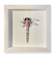 Framed Dragonfly by Jennifer Caldwell and Jason Chakravarty (Art Glass Wall Sculpture)