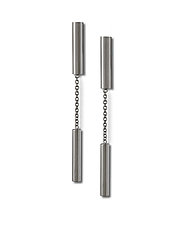 Double Cylinder Earrings On Chain by Claudia Endler (Silver Earrings)