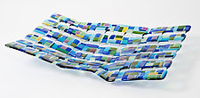 Retro Mesh Blue by Renato Foti (Art Glass Sculpture)