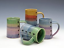 Rainbow Knitted Mugs by Charan Sachar (Ceramic Mug)