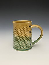Two-Tone Knitted Mugs by Charan Sachar (Ceramic Mug)
