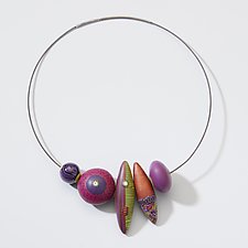Violet Leaf & Berry Necklace by Loretta Lam (Polymer Clay Necklace)