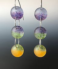 Three Drop Earrings by Carol Martin (Art Glass & Silver Earrings)