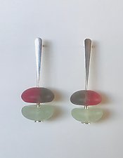 Frosted Two-Part Earrings by Carol Martin (Art Glass Earrings)