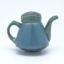 Blue Squarish Teapot by Frank Saliani (Ceramic Teapot)