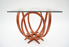 Cherry Pedestal Tall XO Table by Derek Hennigar (Wood Pedestal Table)