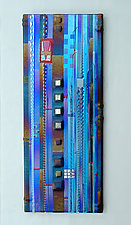 Blue Sky Panel in Cobalt and Aqua by Mark Ditzler (Art Glass Wall Art)