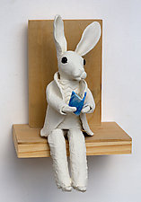 Rabbit Reader by Byron Williamson (Ceramic Sculpture)