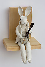 Banjo Bunny by Byron Williamson (Ceramic Wall Sculpture)