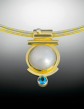 Mabe Pearl and Aquamarine Pendant by Michele LeVett (Gold, Pearl & Stone Necklace)