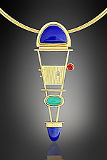Blue Ocean Pendant Necklace by Michele LeVett (Gold & Stone Necklace)