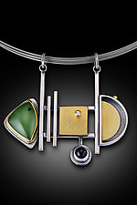 Horizontal Gemstones Necklace by Michele LeVett (Gold, Silver & Stone Necklace)