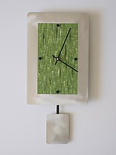 Moss on Brushed Aluminum Pendulum Clock by Linda Lamore (Metal Clock)