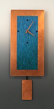 Blue Emerald with Wide Border on Copper by Linda Lamore (Metal Clock)
