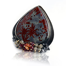 Stellated Jasper Ring with Gemstone Fringe by Wendy Stauffer (Gold, Silver & Stone Ring, Size 8.75-9.25)