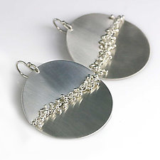 Disks with Woven Sprout Seam Earrings by Wendy Stauffer (Silver Earrings)