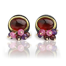 Garnet Earrings with Amethyst and Pink Sapphire Fringe by Wendy Stauffer (Gold, Silver & Stone Earrings)