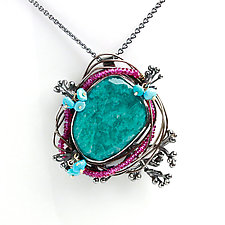 Amazonite Sprouts Necklace with Turquoise and Meandering Rubies by Wendy Stauffer (Gold, Silver & Stone Necklace)