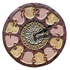 Diatom Terra Cotta Wall Clock by Beth Sherman (Ceramic Clock)