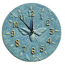 Honeybee Ceramic Wall Clock in Turquoise Glaze by Beth Sherman (Ceramic Clock)
