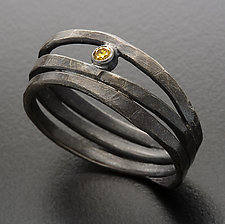 Men's Flat Stacked Band Ring by Randi Chervitz (Silver & Stone Ring)