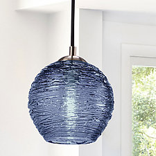 Spun Glass Globe Pendant Light by Rebecca Zhukov (Art Glass Pendant Lamp)