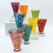Set of Eight Bright Speckle Cups by Mariel Waddell and Alexi Hunter (Art Glass Drinkware)