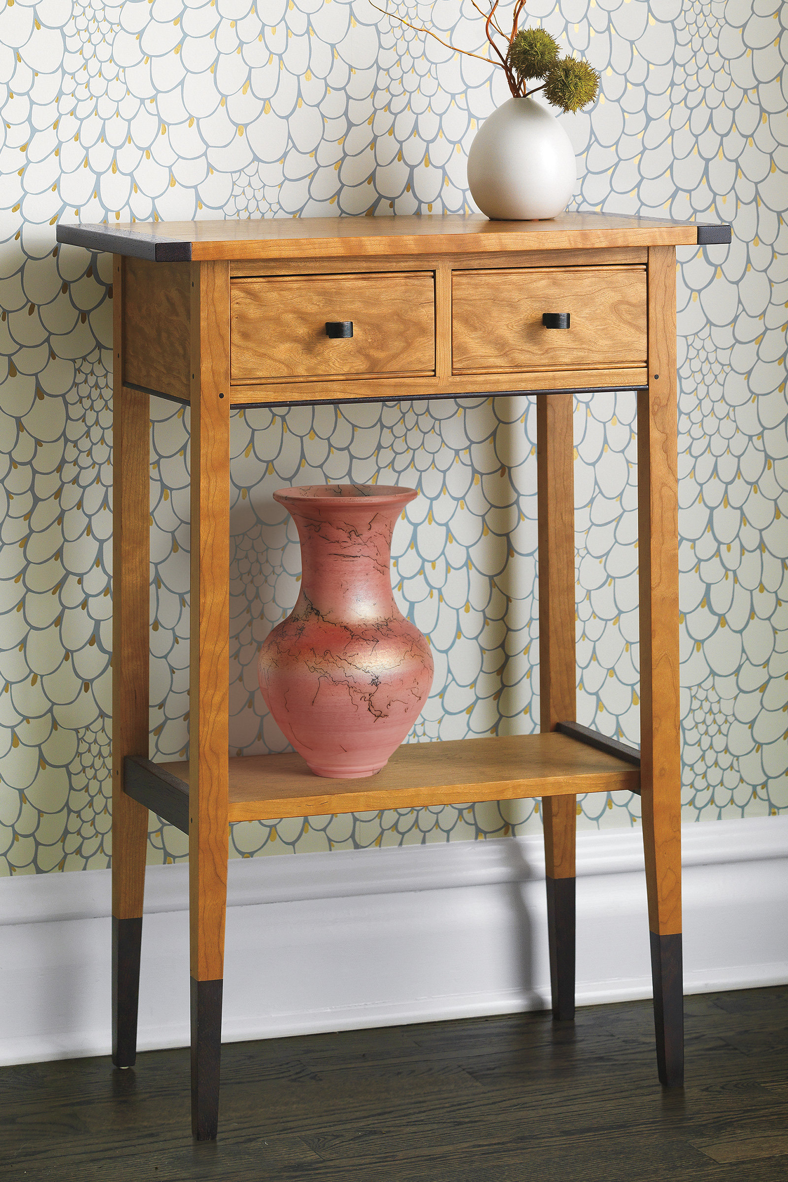 Cherry Two Drawer Hall Table By Tom Dumke Wood Side Table Artful Home