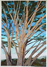 Cypress With Cerulean Skies by Linda Beach (Fiber Wall Hanging)