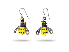 Boxcar Bee Earrings by Lisa and Scott Cylinder (Metal Earrings)
