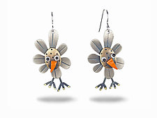 Flower Bird Earrings by Lisa and Scott Cylinder (Metal Earrings)