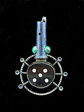 Wheel Violin Peg Beetle Brooch by Lisa and Scott  Cylinder (Silver & Stone Brooch)