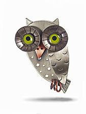 Wise Owl Pin by Lisa and Scott Cylinder (Metal Brooch)