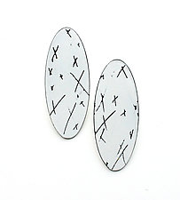 X Marks Oval Earrings by Kat Cole (Enameled Earrings)