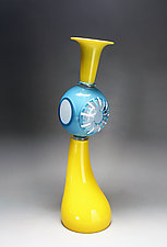 Blue and Yellow Cane Dwelling by Scott Summerfield (Art Glass Sculpture)
