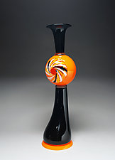 Black and Orange Cane Dwelling by Scott Summerfield (Art Glass Sculpture)