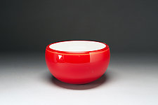 Overlay Bowl in Red and White by Scott Summerfield (Art Glass Bowl)